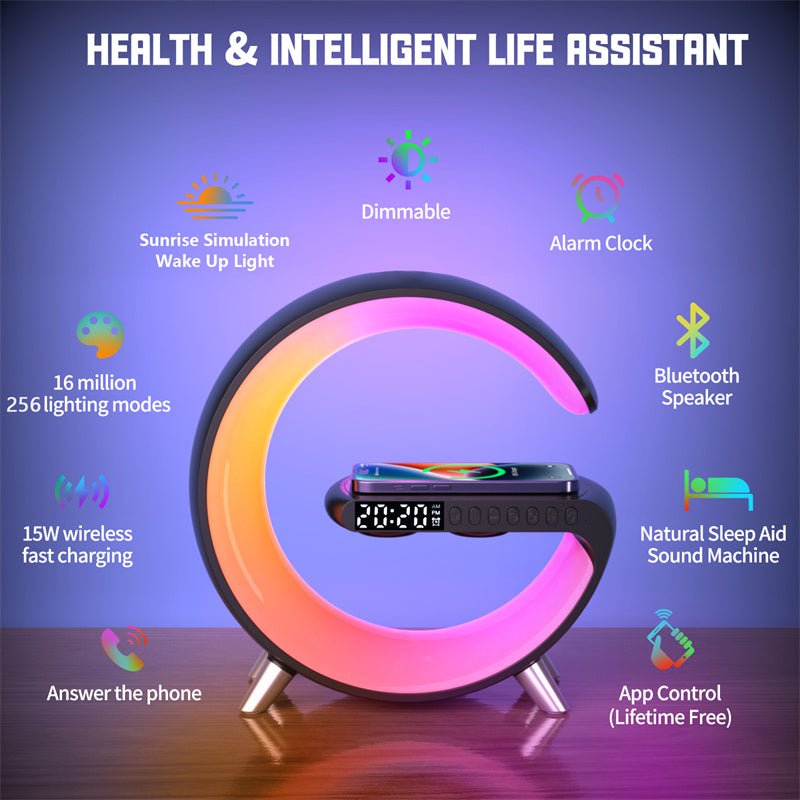 AuraGlow – LED Charging Lamp wtih Speaker - OneTapWireless
