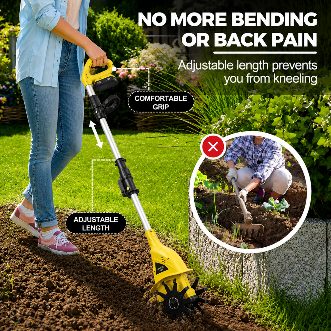TurfVolt Max - 3-IN-1 Cordless Tiller & Cultivator with Extension Pole