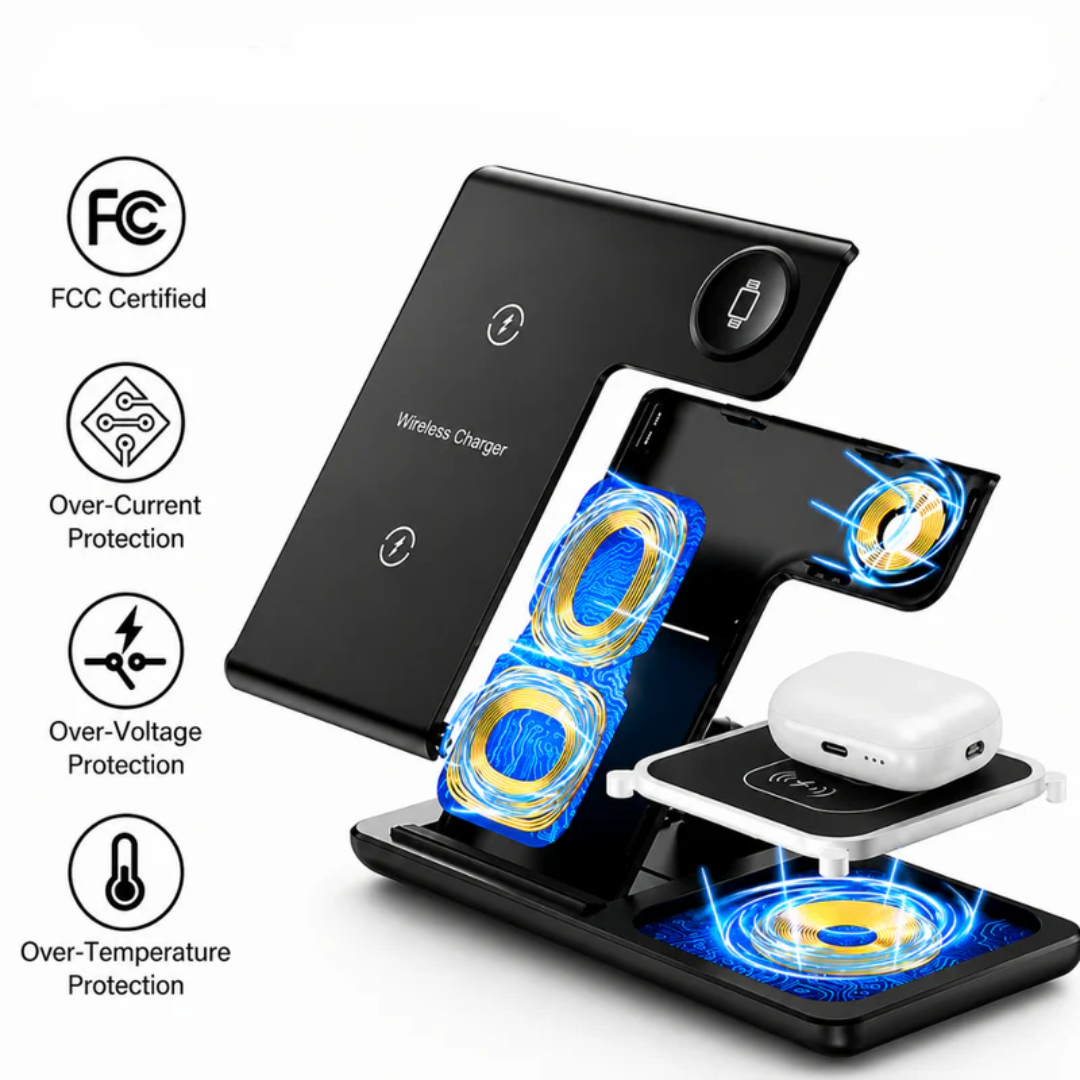 VeraCharge Trio - Foldable 3-in-1 Wireless Charging Station