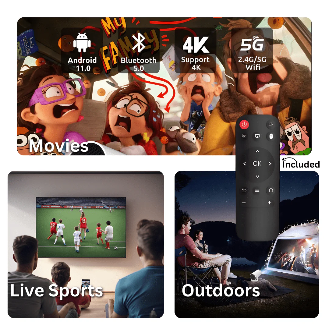 PortaView360 Wireless - Battery Operated Ultra HD Projector