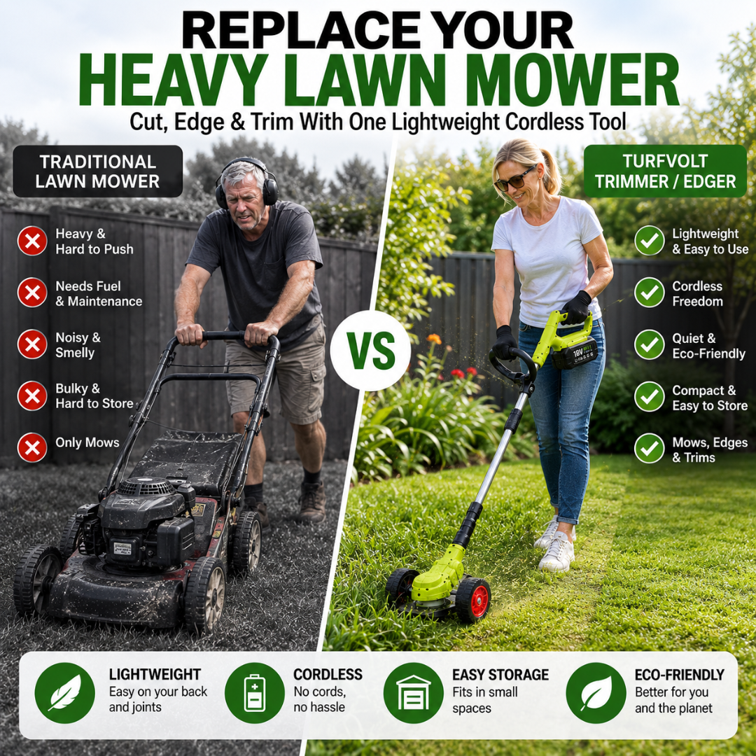 TurfVolt - 5in1 Cordless Grass Trimmer & Mower