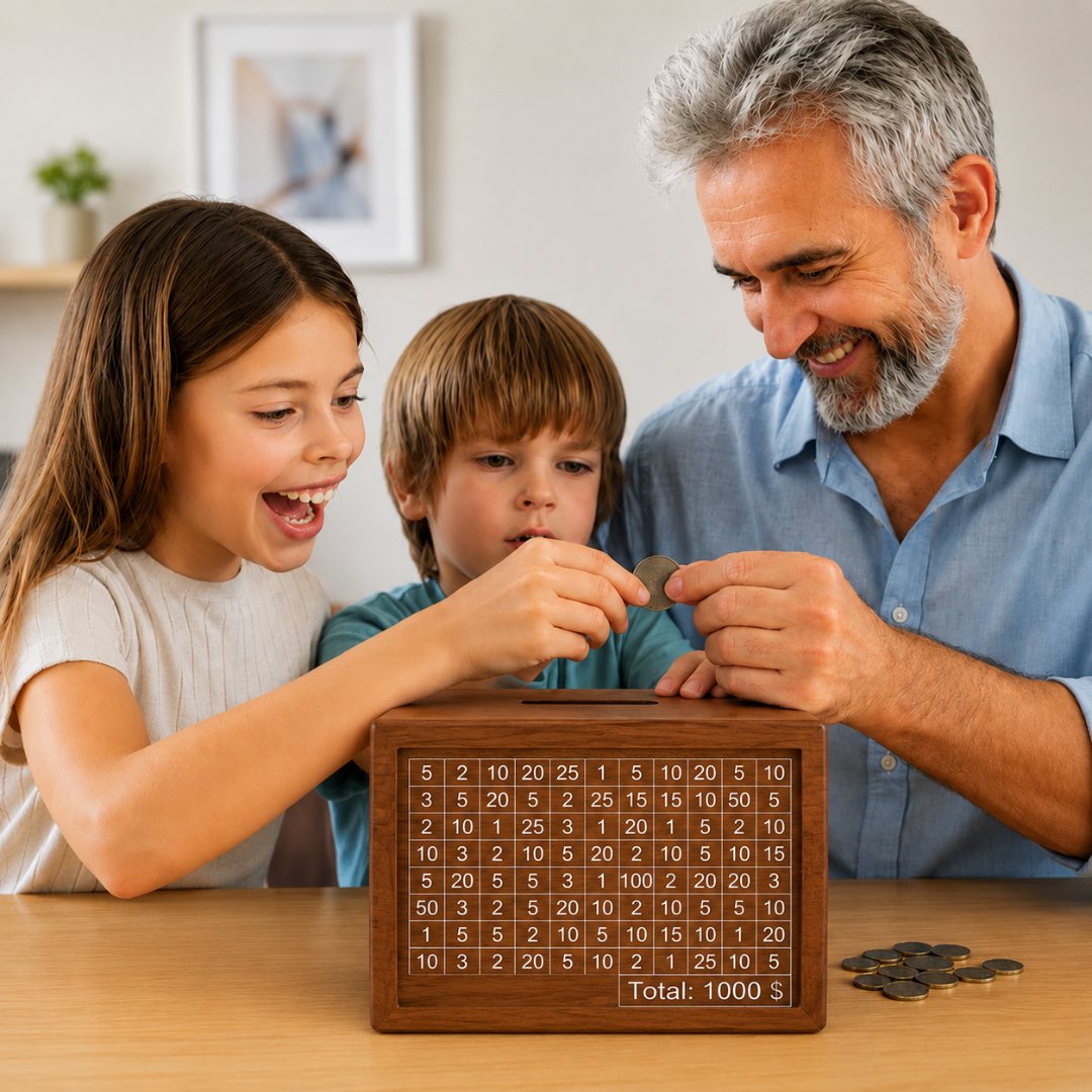MoneyMate - Wooden Savings Challenge Box