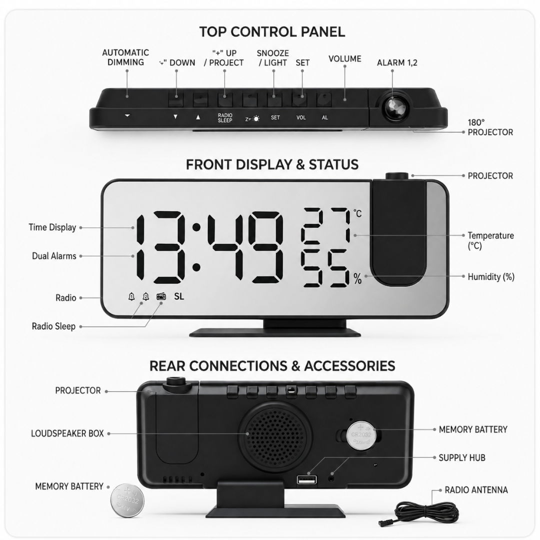 ZenLumin - Radio Projection Alarm Clock