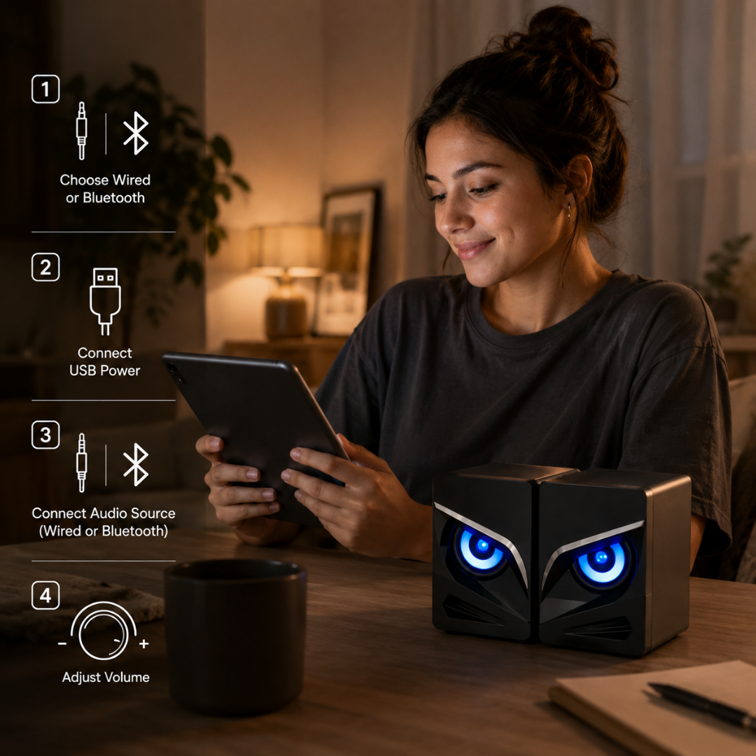 PulseGlow - LED Desktop Speakers with Bluetooth