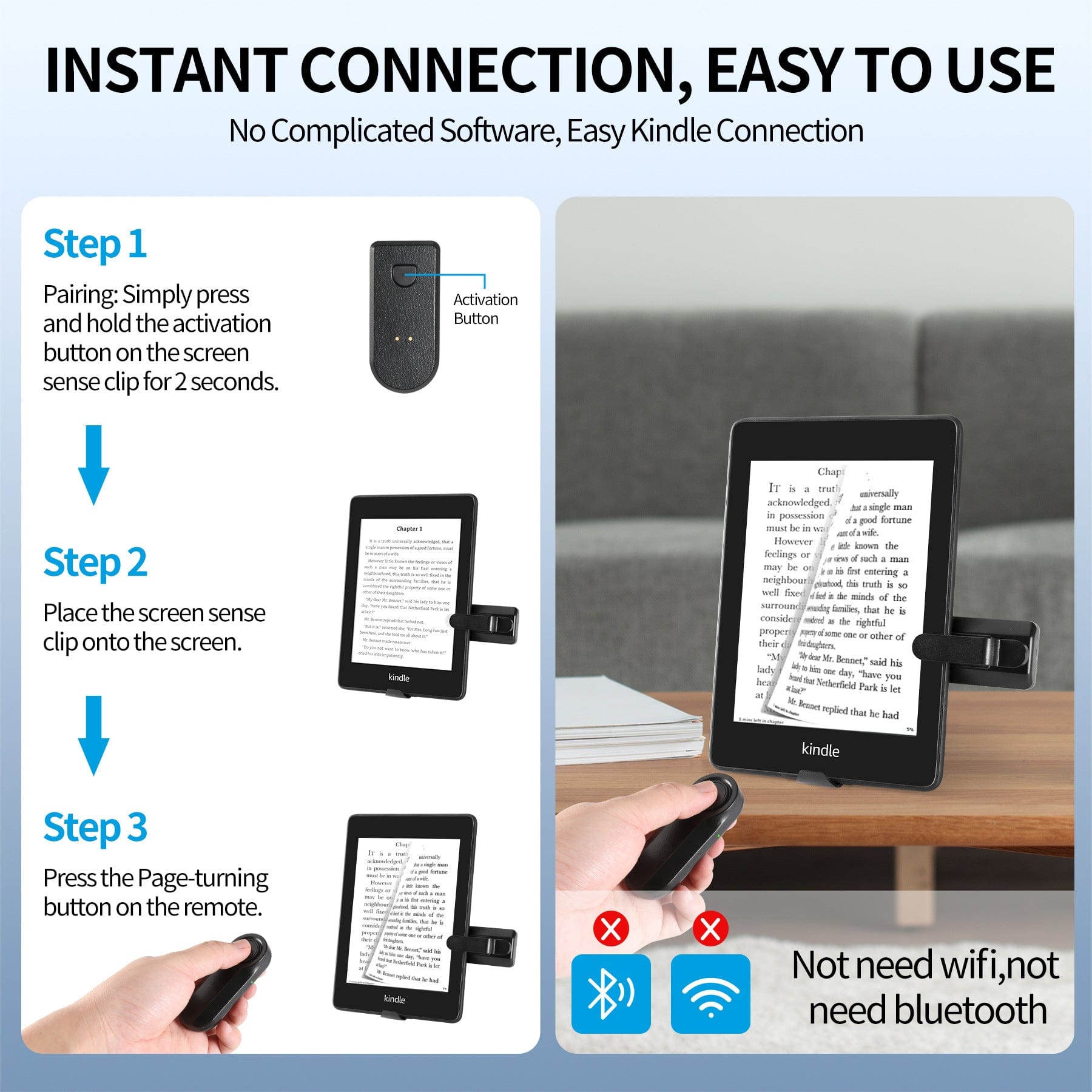 Ergonomic Kindle Page Turner - OneTapWireless