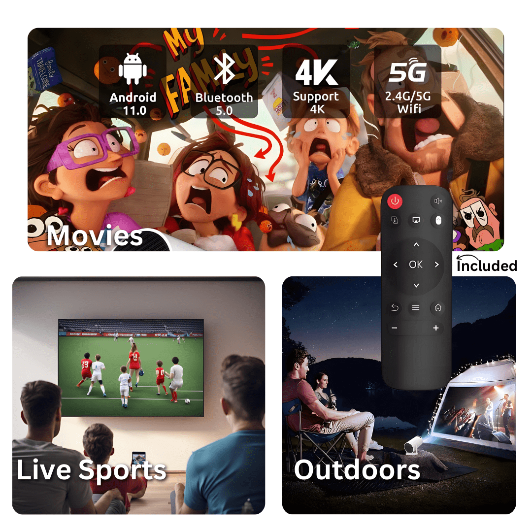 PortaView360 Pro - Ultra HD Portable Projector - OneTapWireless